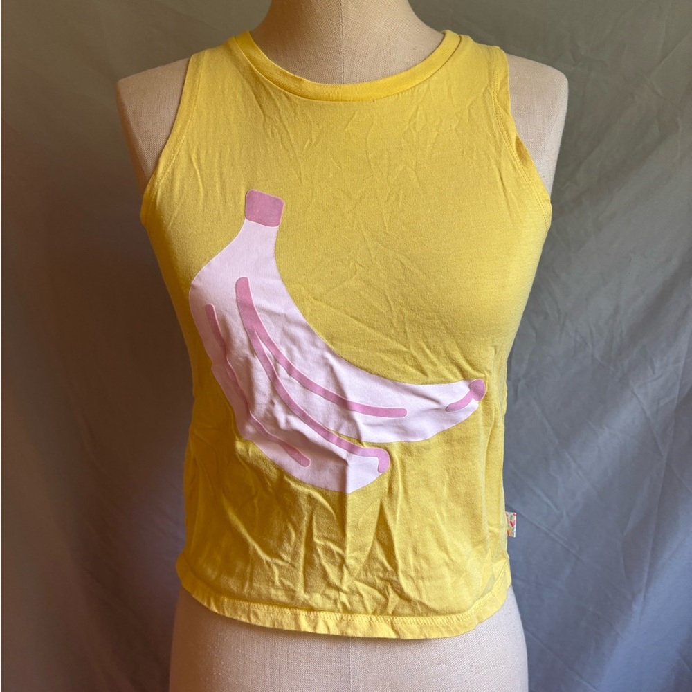 art class Yellow Tank Top with Pink Banana Design